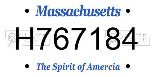 H767184 Massachusetts License Plate