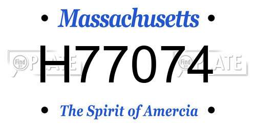 H77074 Massachusetts License Plate