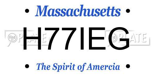 H77IEG Massachusetts License Plate
