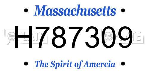 H787309 Massachusetts License Plate