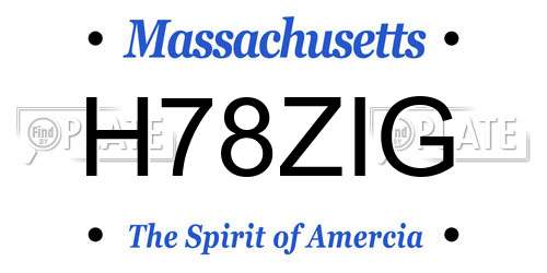 H78ZIG Massachusetts License Plate