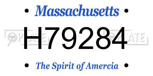 H79284 Massachusetts License Plate