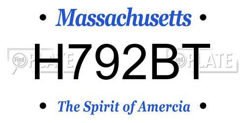 H792BT Massachusetts License Plate