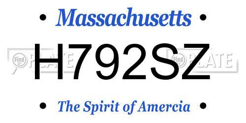H792SZ Massachusetts License Plate
