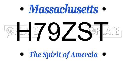 H79ZST Massachusetts License Plate