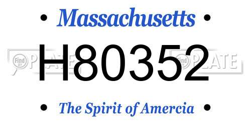H80352 Massachusetts License Plate