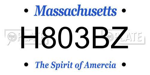 H803BZ Massachusetts License Plate