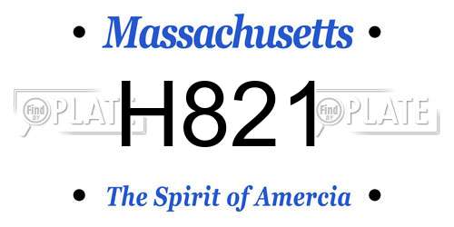 H821 Massachusetts License Plate