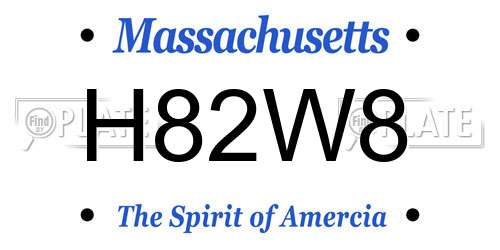 H82W8 Massachusetts License Plate