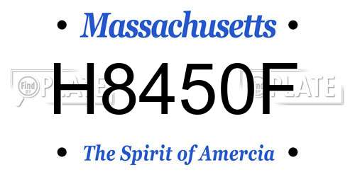 H8450F Massachusetts License Plate