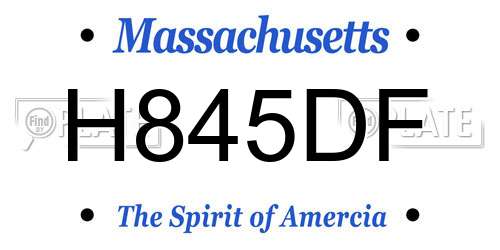 H845DF Massachusetts License Plate