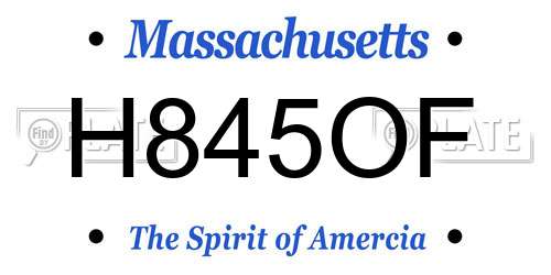 H845OF Massachusetts License Plate
