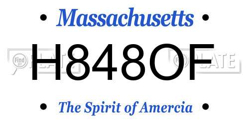 H848OF Massachusetts License Plate