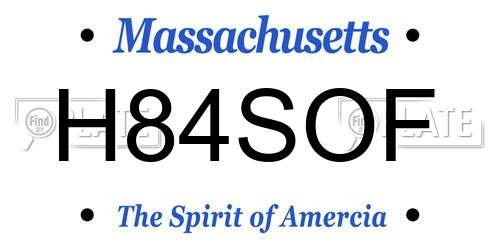 H84SOF Massachusetts License Plate