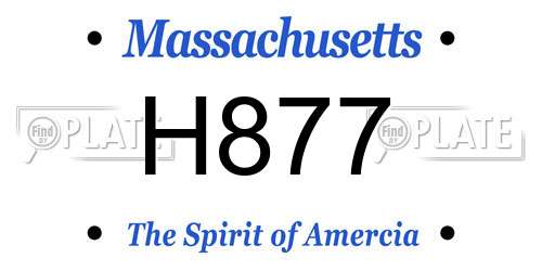H877 Massachusetts License Plate