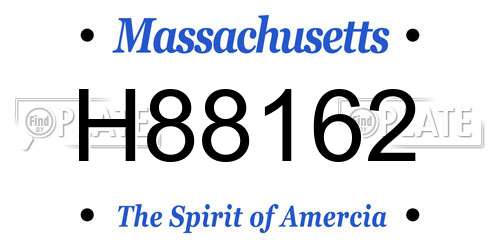 H88162 Massachusetts License Plate