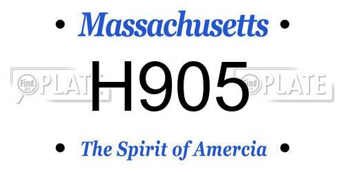 H905 Massachusetts License Plate