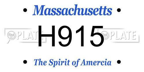 H915 Massachusetts License Plate