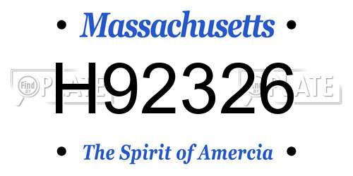 H92326 Massachusetts License Plate