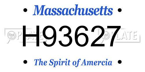 H93627 Massachusetts License Plate