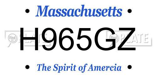 H965GZ Massachusetts License Plate