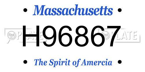 H96867 Massachusetts License Plate