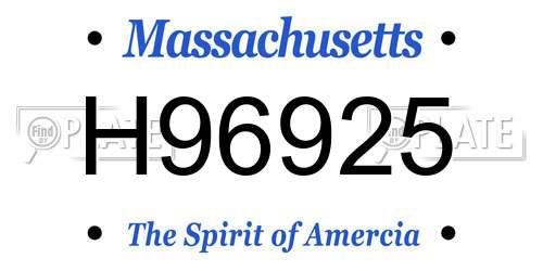 H96925 Massachusetts License Plate