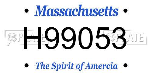 H99053 Massachusetts License Plate