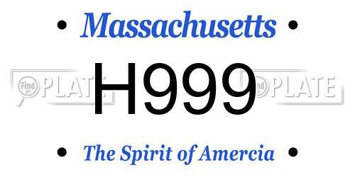 H999 Massachusetts License Plate