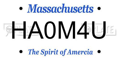 HA0M4U Massachusetts License Plate