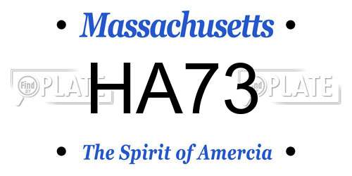 HA73 Massachusetts License Plate