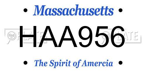 HAA956 Massachusetts License Plate