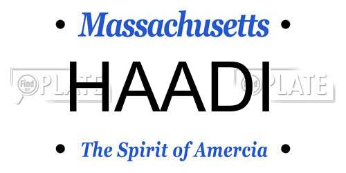 HAADI Massachusetts License Plate
