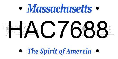 HAC7688 Massachusetts License Plate