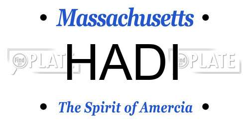 HADI Massachusetts License Plate