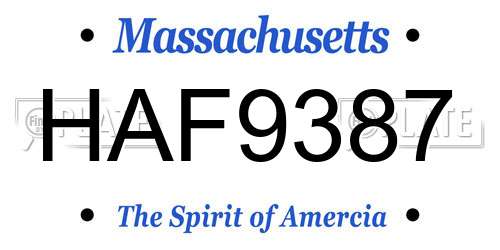 HAF9387 Massachusetts License Plate