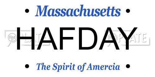HAFDAY Massachusetts License Plate
