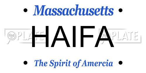 HAIFA Massachusetts License Plate