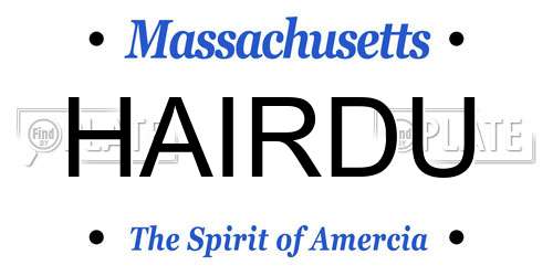 HAIRDU Massachusetts License Plate