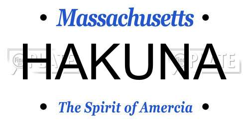 HAKUNA Massachusetts License Plate
