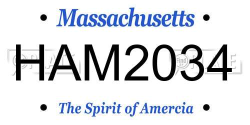 HAM2034 Massachusetts License Plate