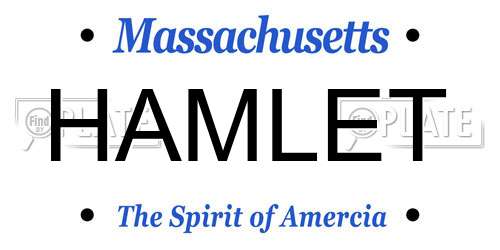HAMLET Massachusetts License Plate