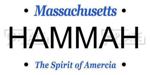 HAMMAH Massachusetts License Plate