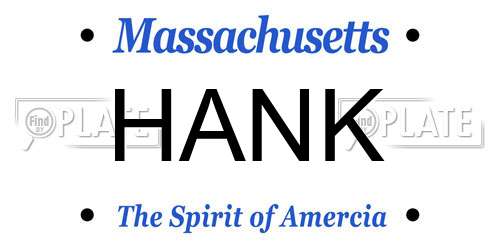 HANK Massachusetts License Plate