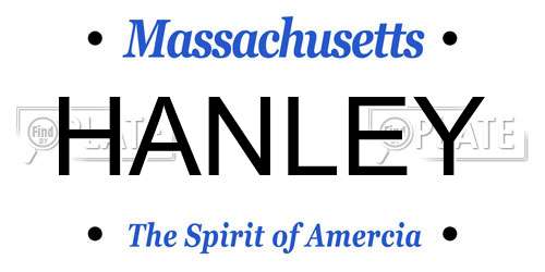HANLEY Massachusetts License Plate