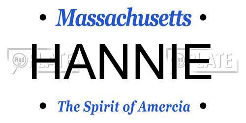 HANNIE Massachusetts License Plate