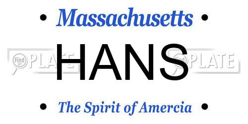 HANS Massachusetts License Plate