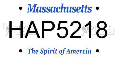 HAP5218 Massachusetts License Plate