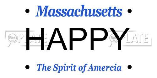 HAPPY Massachusetts License Plate