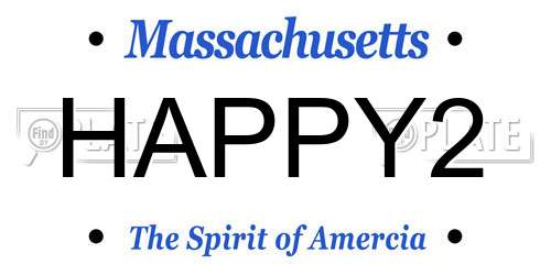 HAPPY2 Massachusetts License Plate